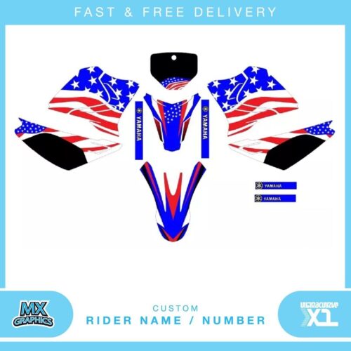 Fits Yamaha XTZ 125 american flag. Custom MX Vinyl graphics, Decal Sticker Kit