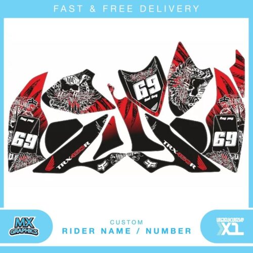 Fits Honda TRX450R quad graphic stickers decals name & number mx laminate vinyl