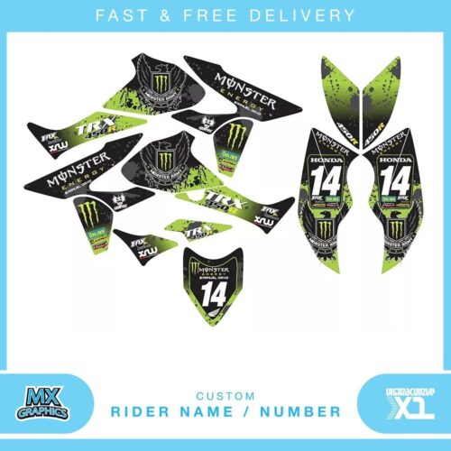 Fits Honda TRX450R quad graphic stickers decals name & number mx laminate vinyl