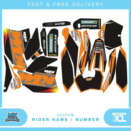 Fits KTM SX125-525 07-09 . Custom MX Vinyl graphics, Decal Sticker Kit