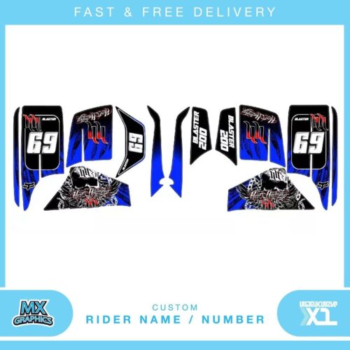 Fits Yamaha Blaster 200YFS 1988-2005 quad decals name & number mx laminate vinyl