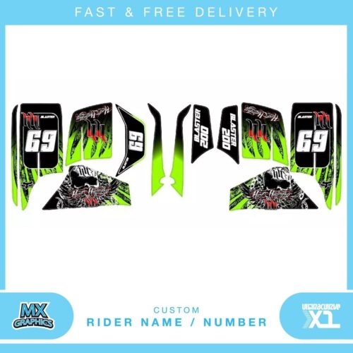 Fits Yamaha Blaster 200YFS 1988-2005 quad decals name & number mx laminate vinyl