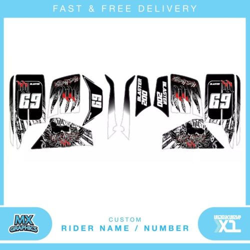 Fits Yamaha Blaster 200YFS 1988-2005 quad decals name & number mx laminate vinyl