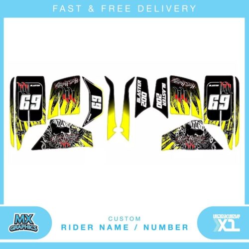 Fits Yamaha Blaster 200YFS 1988-2005 quad decals name & number mx laminate vinyl