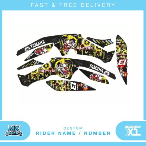 Fits Yamaha Raptor 350 quad decals name & number mx laminate vinyl