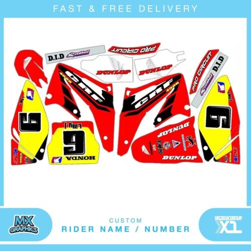 Fits Honda CFR 450R Years 02-04 . Custom MX Vinyl graphics, Decal Sticker Kit