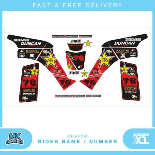 Fits Honda TRX400 quad graphic stickers decals name & number mx laminate vinyl