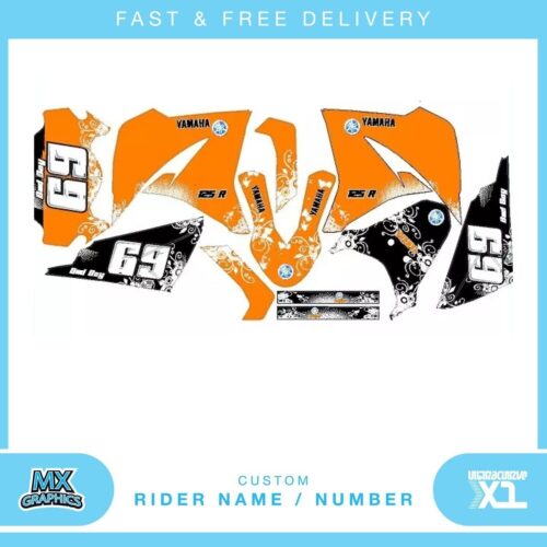 Fits Yamaha XT125 Orange. Custom MX Vinyl graphics, Decal Sticker Kit