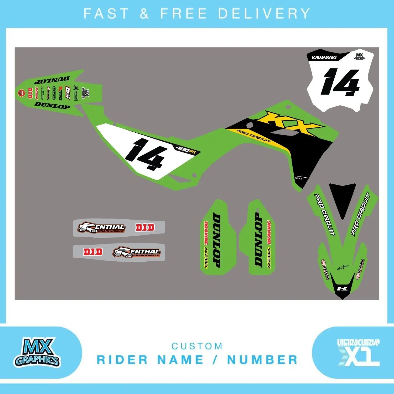 Kawasaki KX450SR 2024-2026 Graphics Kit