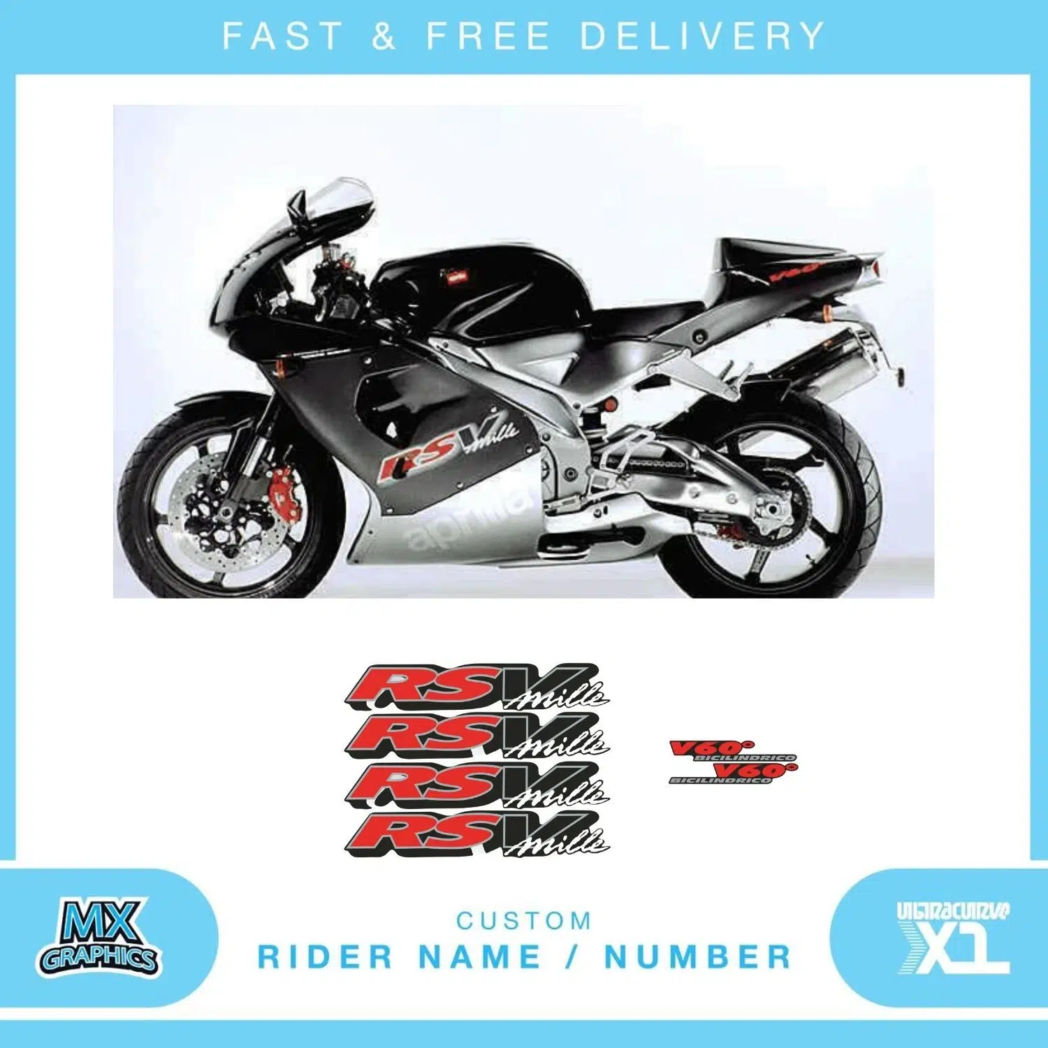 Aprilia Mille RSV1000 1999 Graphics Kit