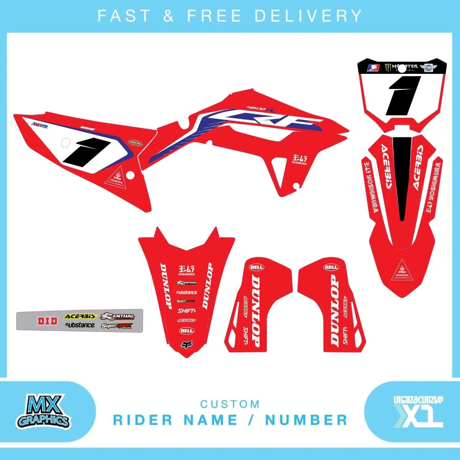 Honda CR CRF 85 125 250 450 Graphics Kit
