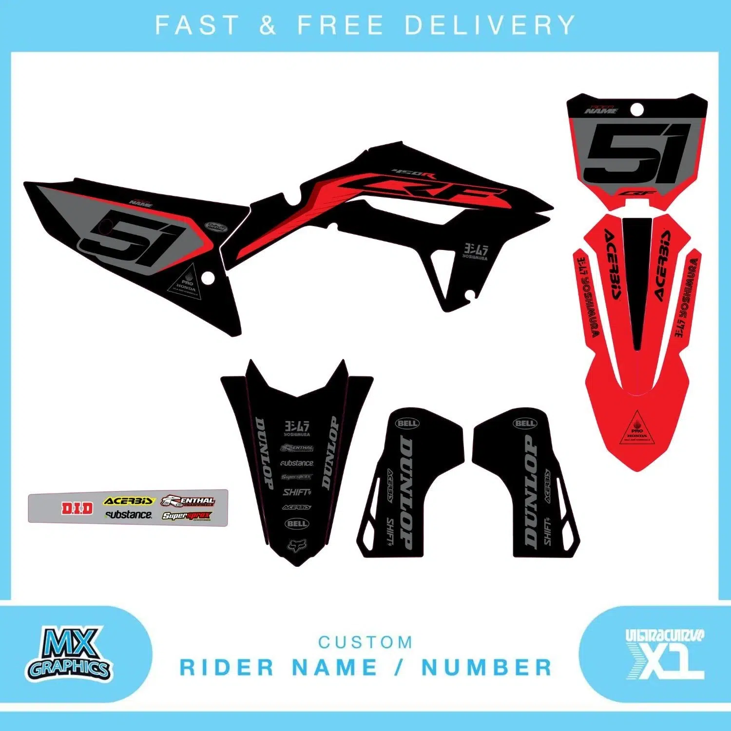 Honda CR CRF 85 125 250 450 Graphics Kit