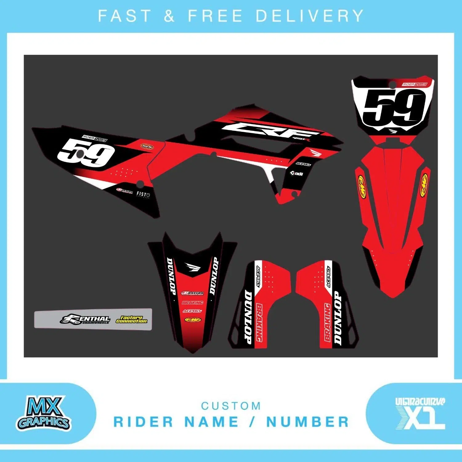 Honda CR CRF 85 125 250 450 Graphics Kit