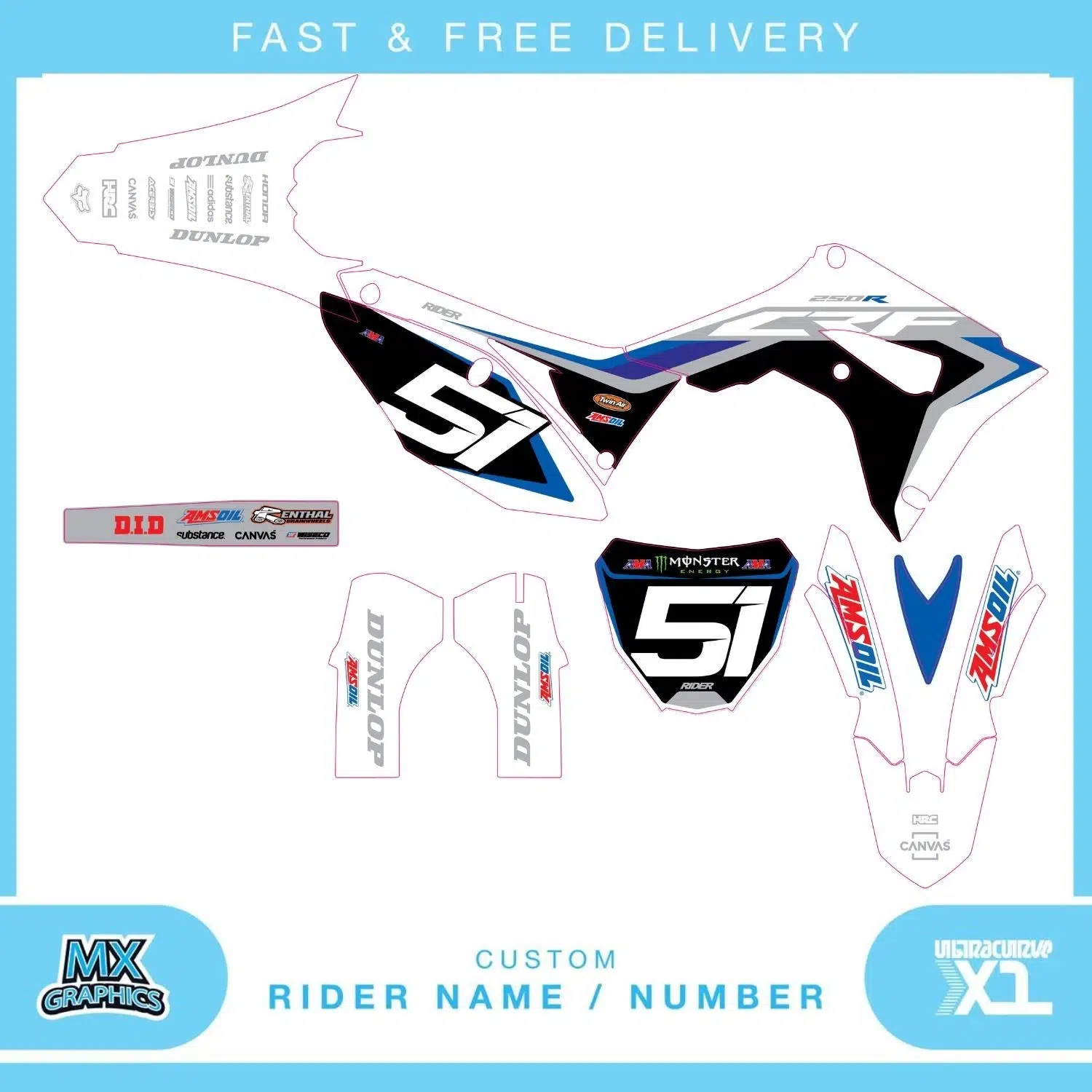 Honda CR CRF 85 125 250 450 Graphics Kit