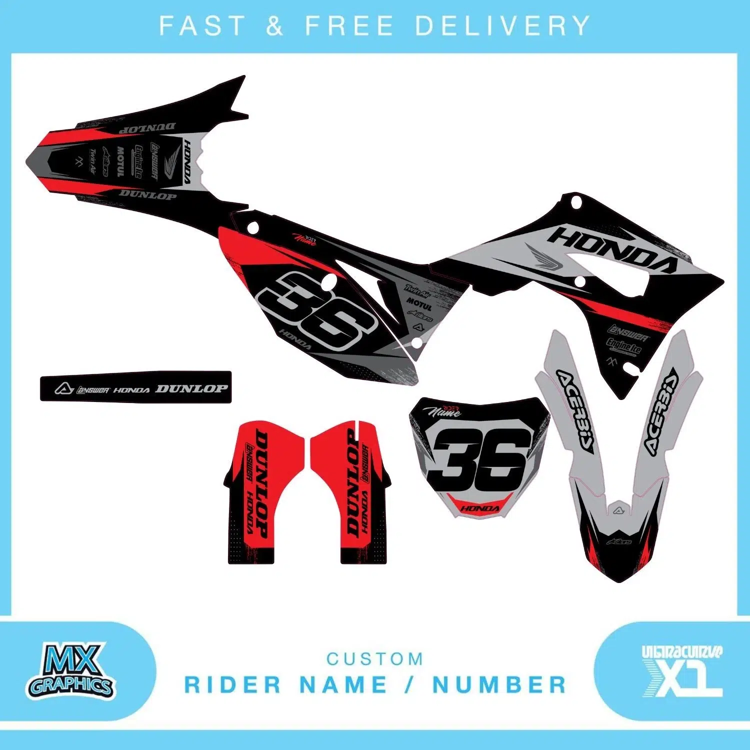 Honda CR CRF 85 125 250 450 Graphics Kit