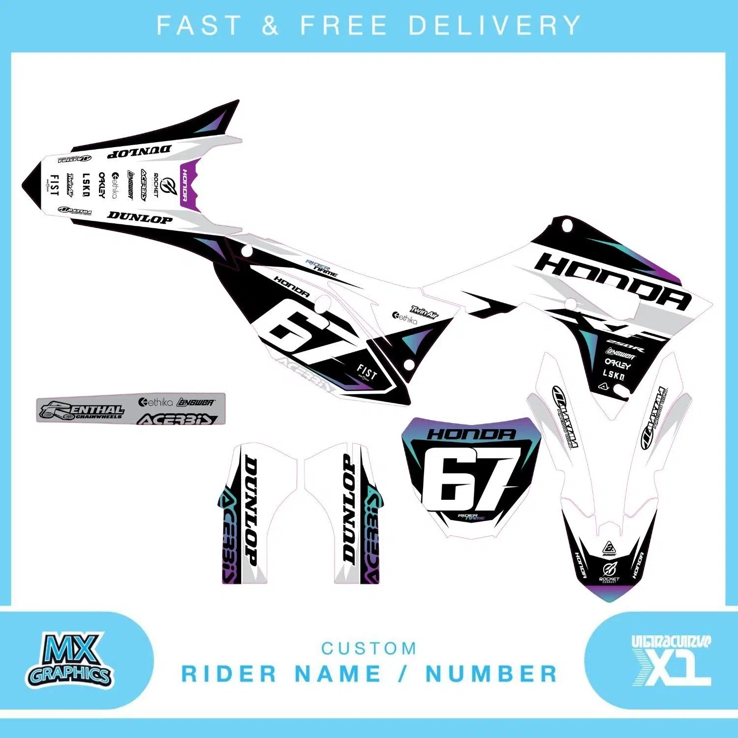Honda CR CRF 85 125 250 450 Graphics Kit