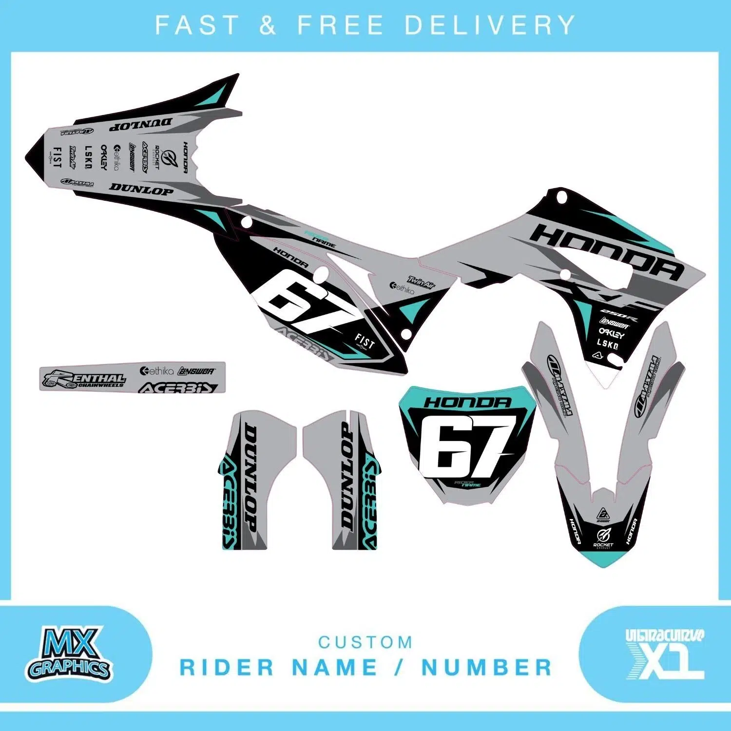 Honda CR CRF 85 125 250 450 Graphics Kit