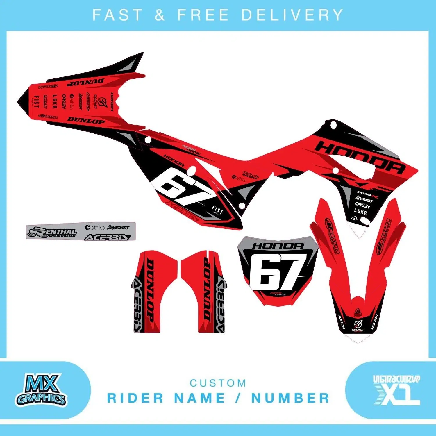 Honda CR CRF 85 125 250 450 Graphics Kit