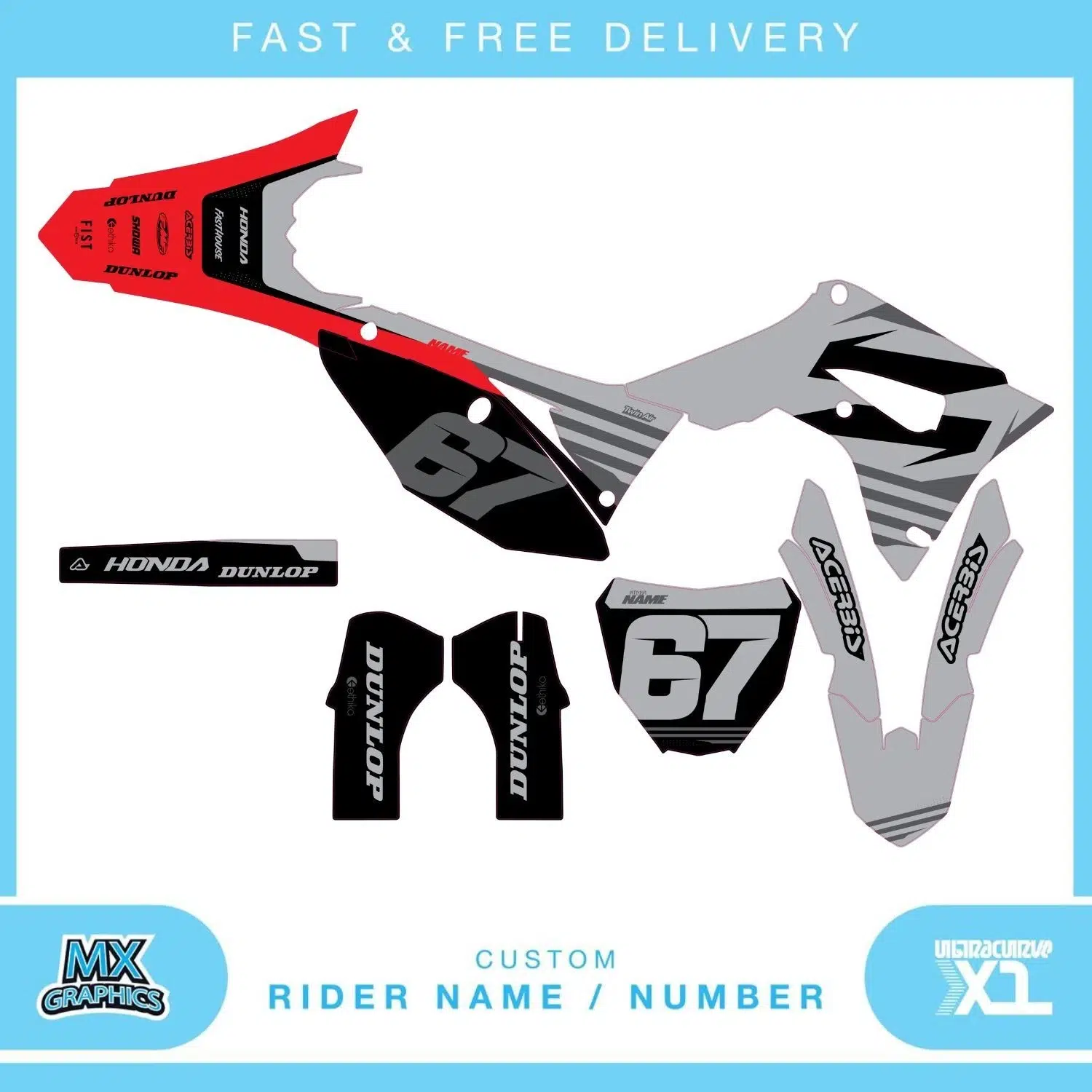 Honda CR CRF 85 125 250 450 Graphics Kit
