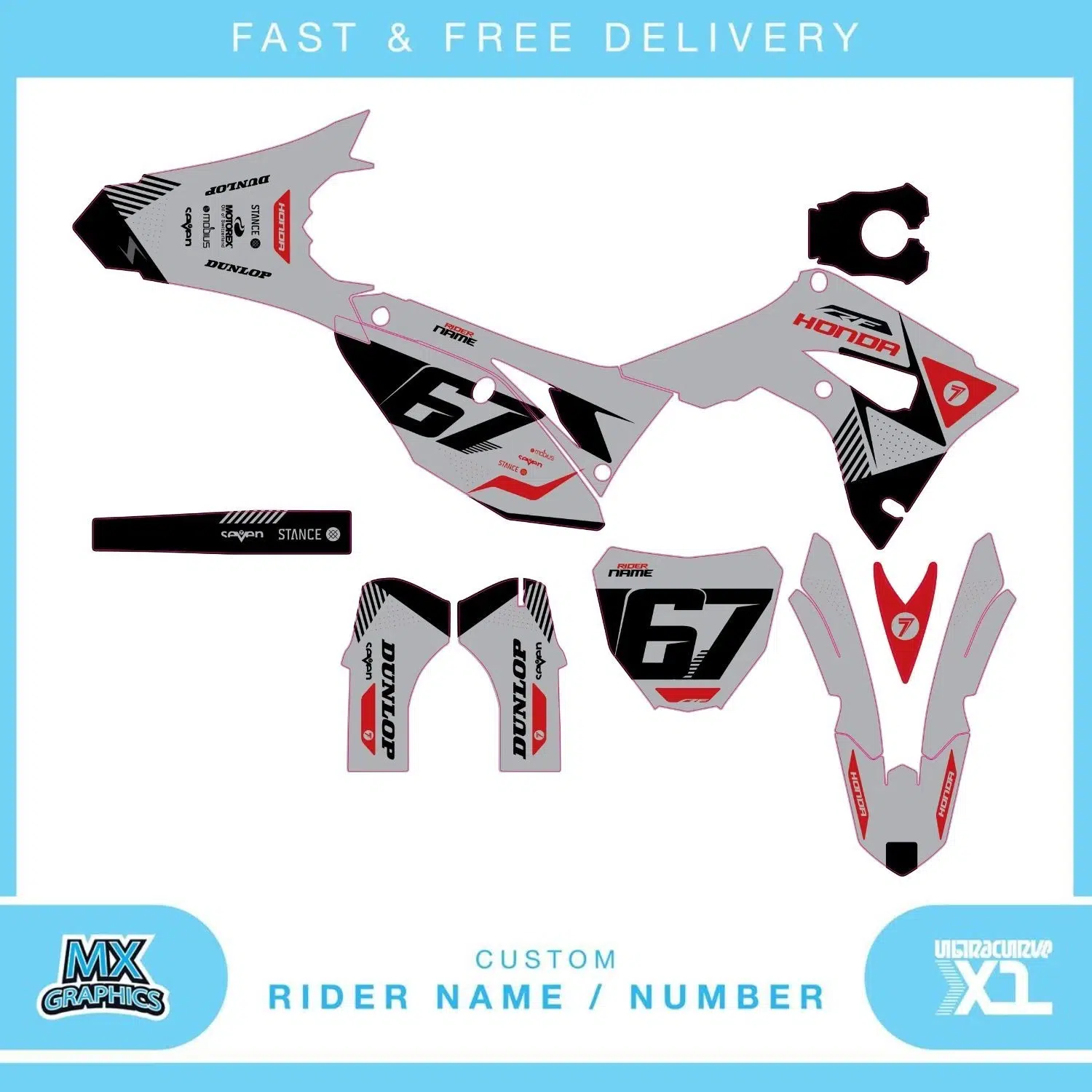 Honda CR CRF 85 125 250 450 Graphics Kit