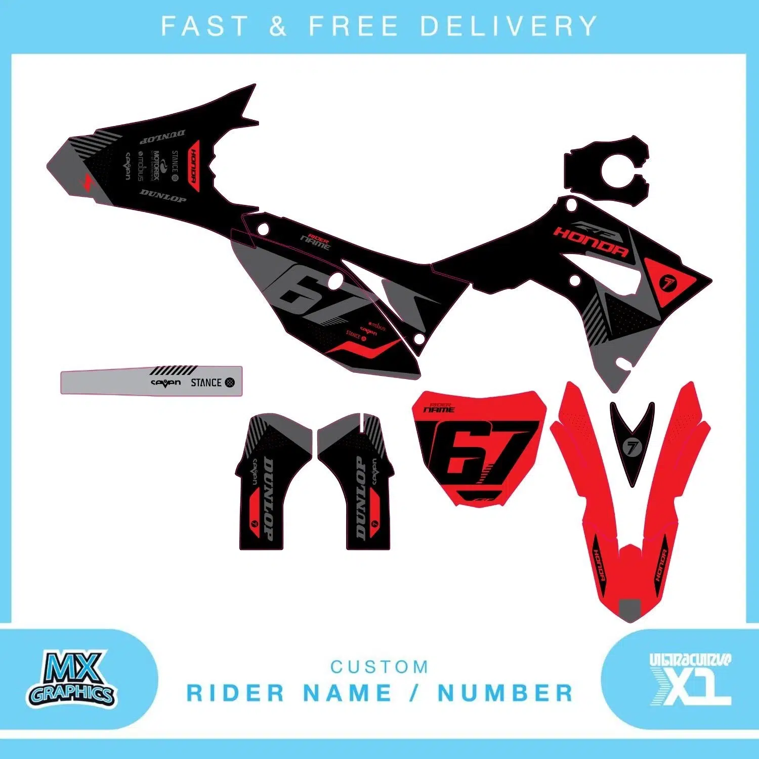 Honda CR CRF 85 125 250 450 Graphics Kit