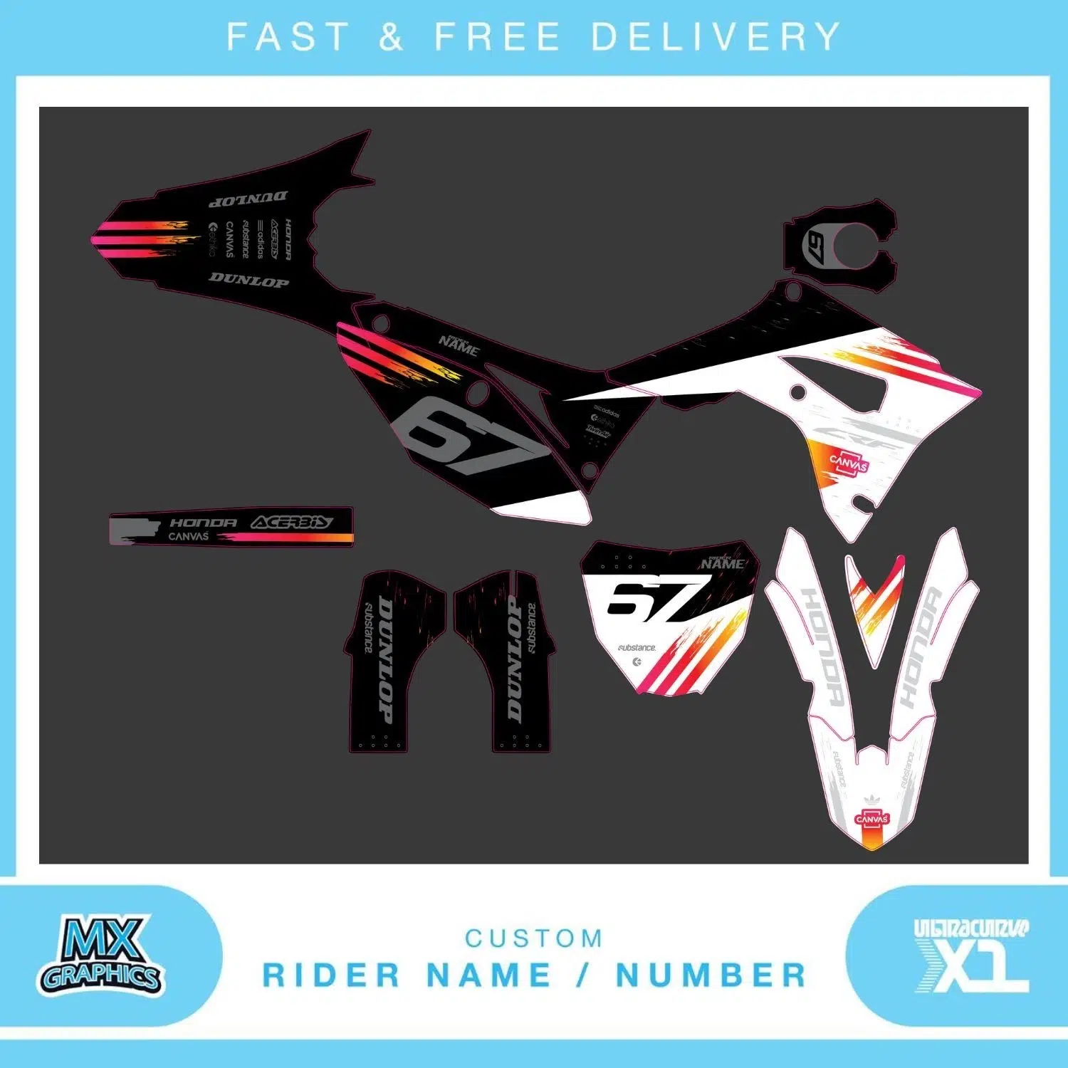 Honda CR CRF 85 125 250 450 Graphics Kit