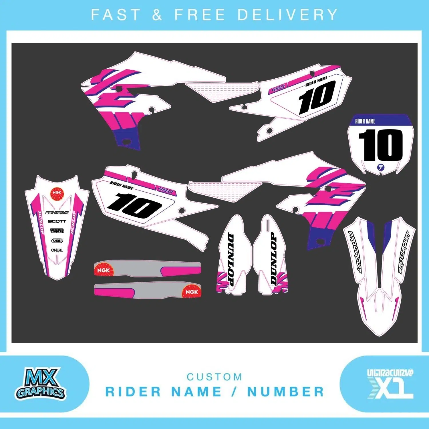 Yamaha YZ YZF 80 85 125 250 450 Graphics Kit
