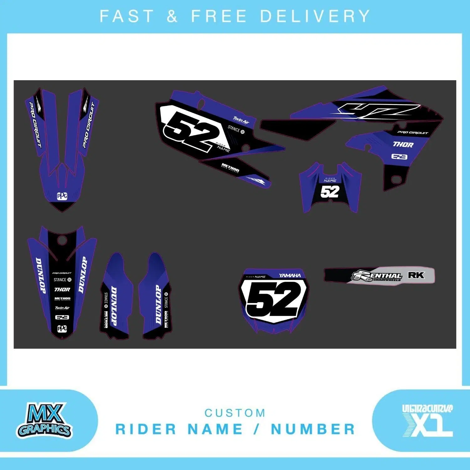 Yamaha YZ YZF 80 85 125 250 450 Graphics Kit
