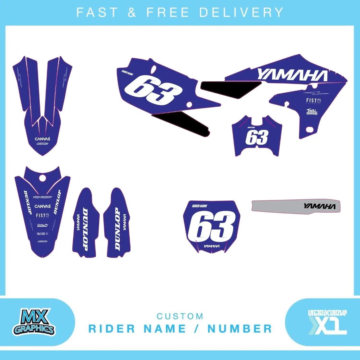 Yamaha YZ YZF 80 85 125 250 450 Graphics Kit