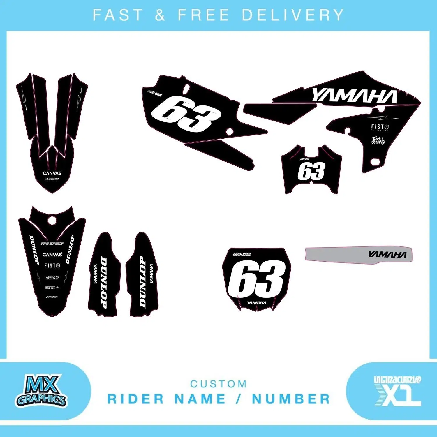 Yamaha YZ YZF 80 85 125 250 450 Graphics Kit