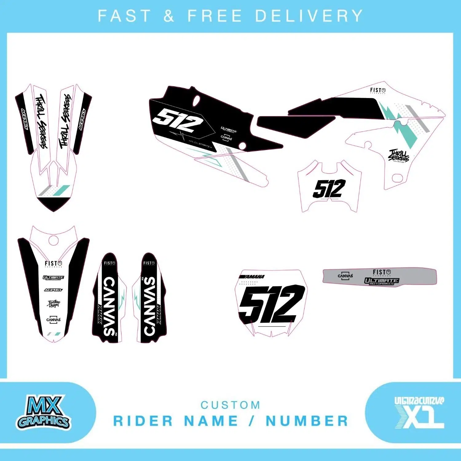 Yamaha YZ YZF 80 85 125 250 450 Graphics Kit