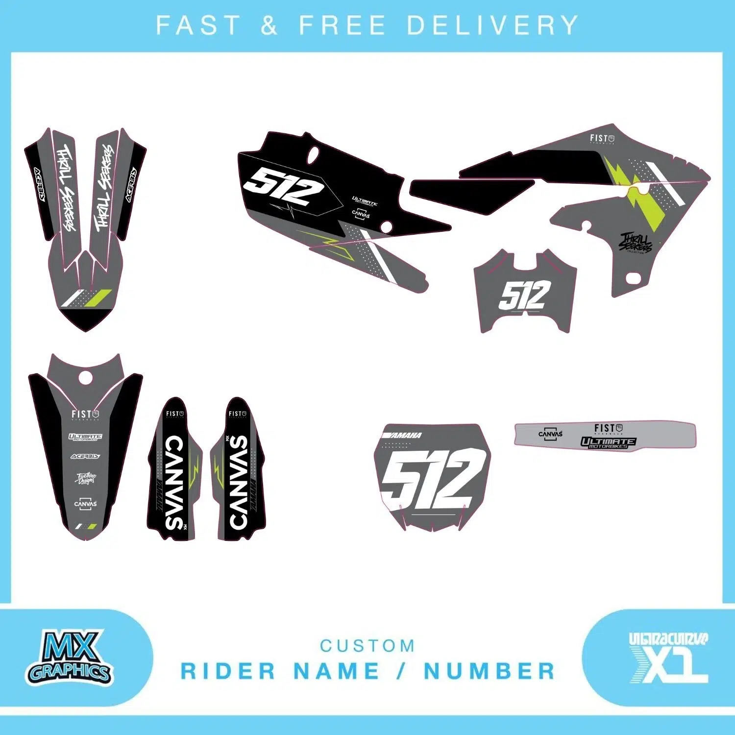 Yamaha YZ YZF 80 85 125 250 450 Graphics Kit