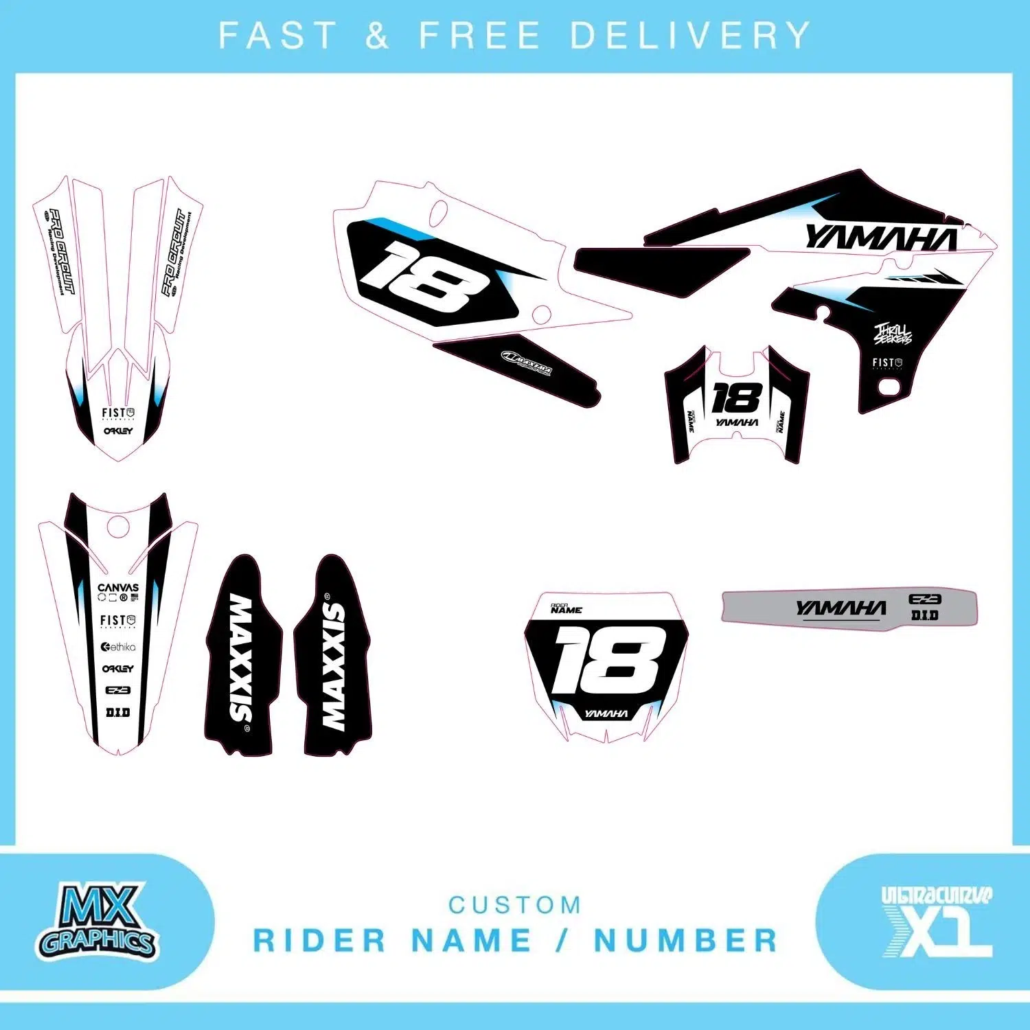 Yamaha YZ YZF 80 85 125 250 450 Graphics Kit