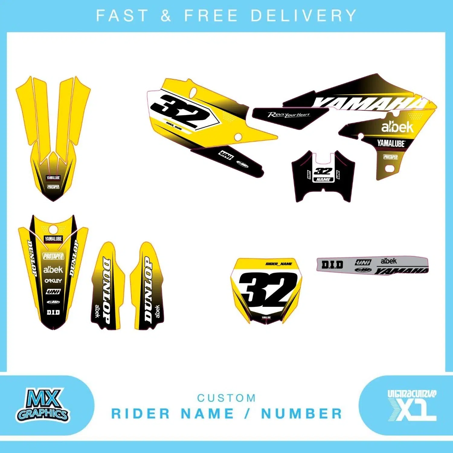 Yamaha YZ YZF 80 85 125 250 450 Graphics Kit