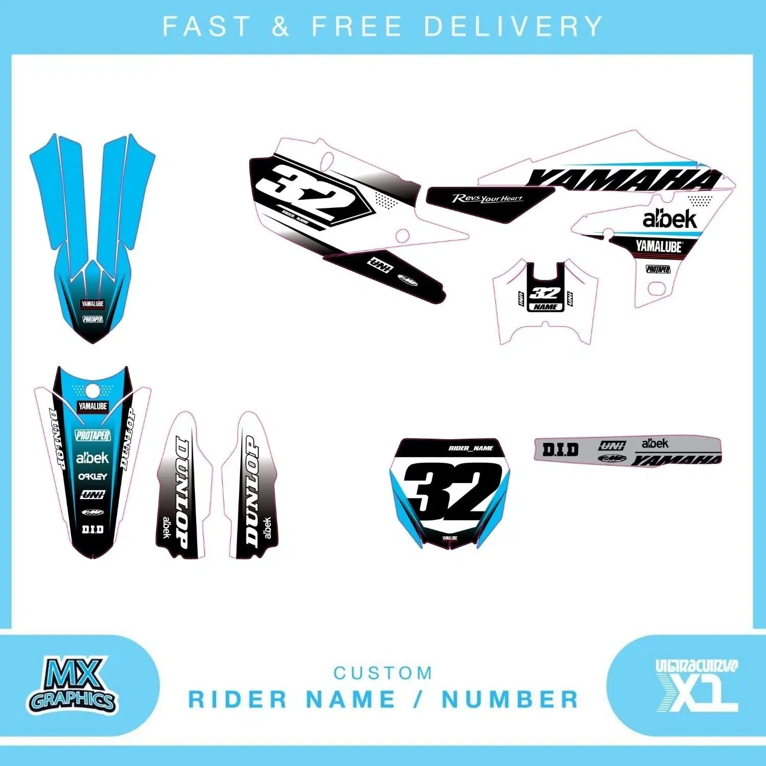 Yamaha YZ YZF 80 85 125 250 450 Graphics Kit