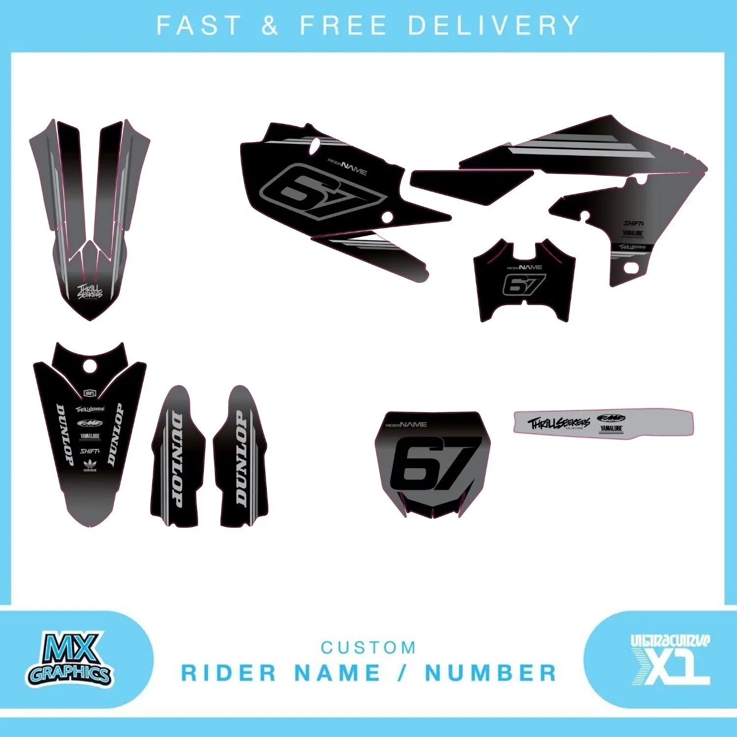 Yamaha YZ YZF 80 85 125 250 450 Graphics Kit