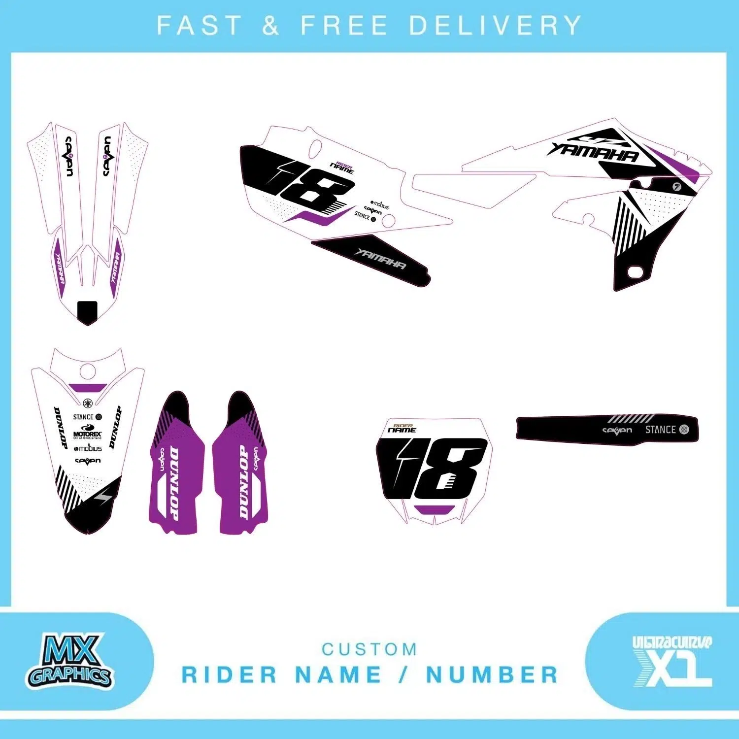 Yamaha YZ YZF 80 85 125 250 450 Graphics Kit