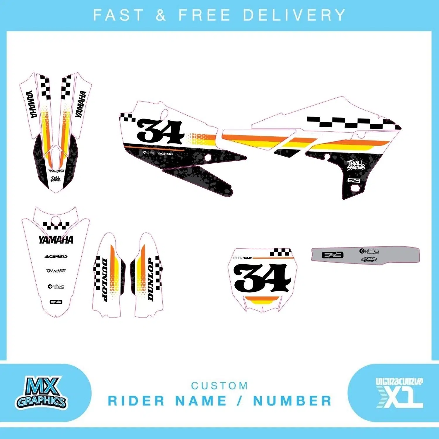 Yamaha YZ YZF 80 85 125 250 450 Graphics Kit