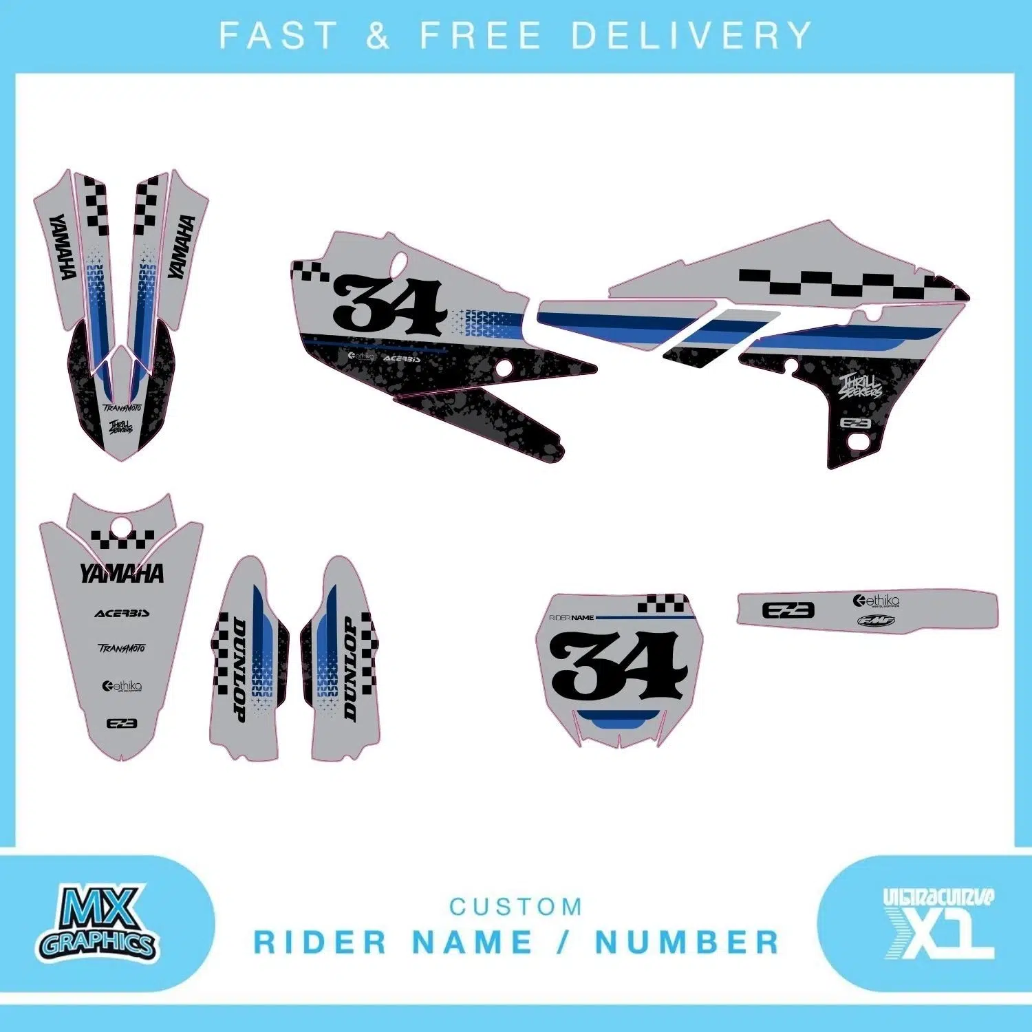Yamaha YZ YZF 80 85 125 250 450 Graphics Kit
