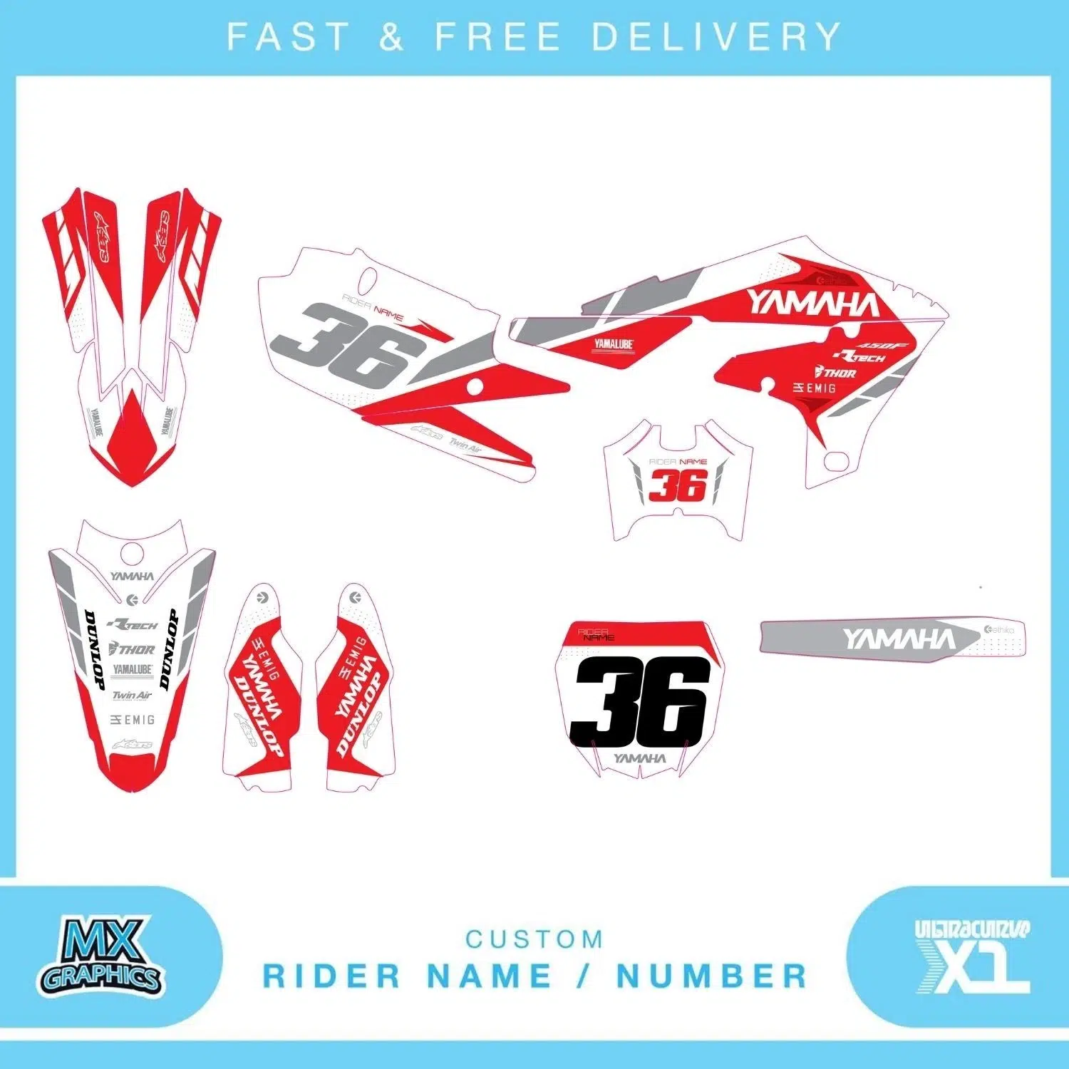 Yamaha YZ YZF 80 85 125 250 450 Graphics Kit