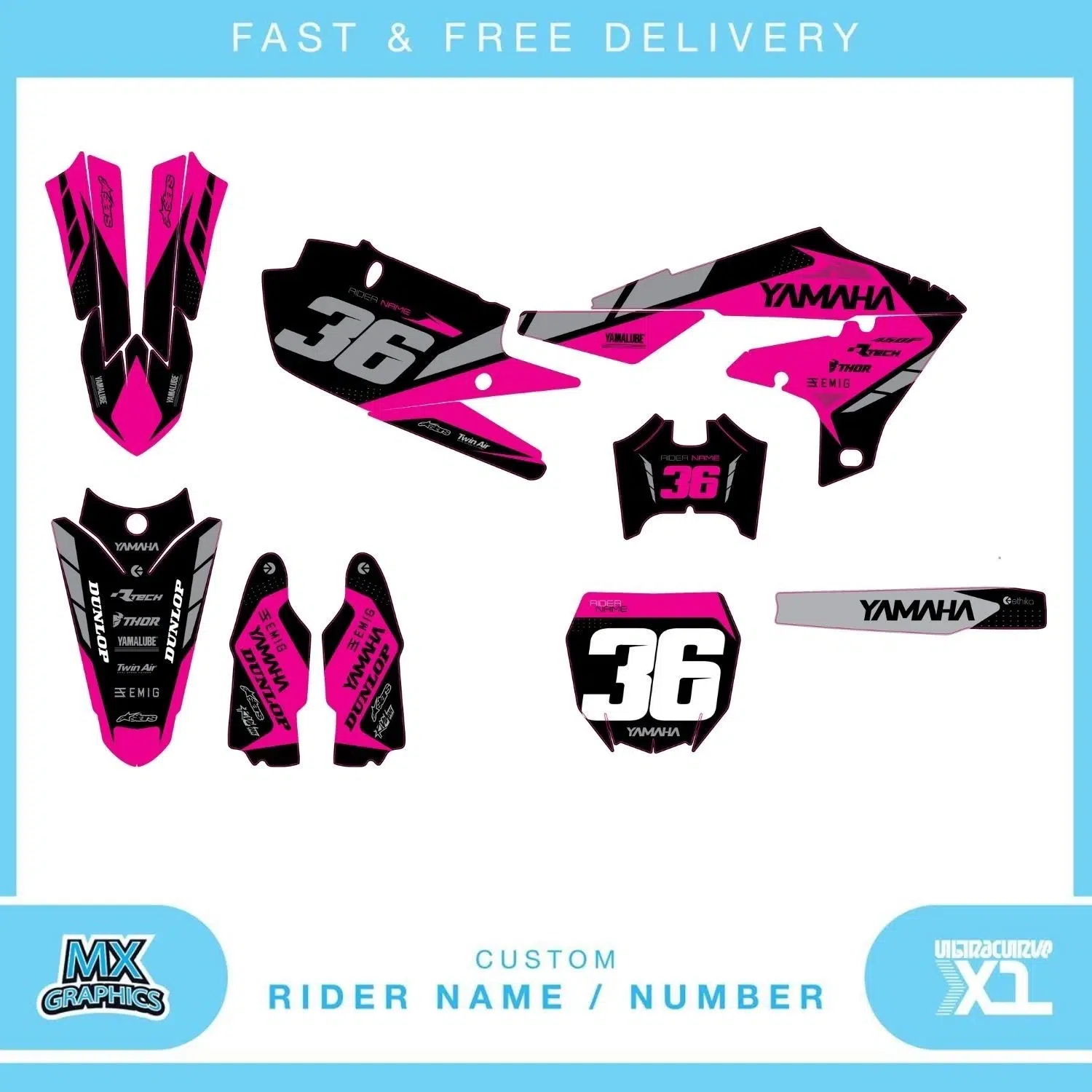 Yamaha YZ YZF 80 85 125 250 450 Graphics Kit