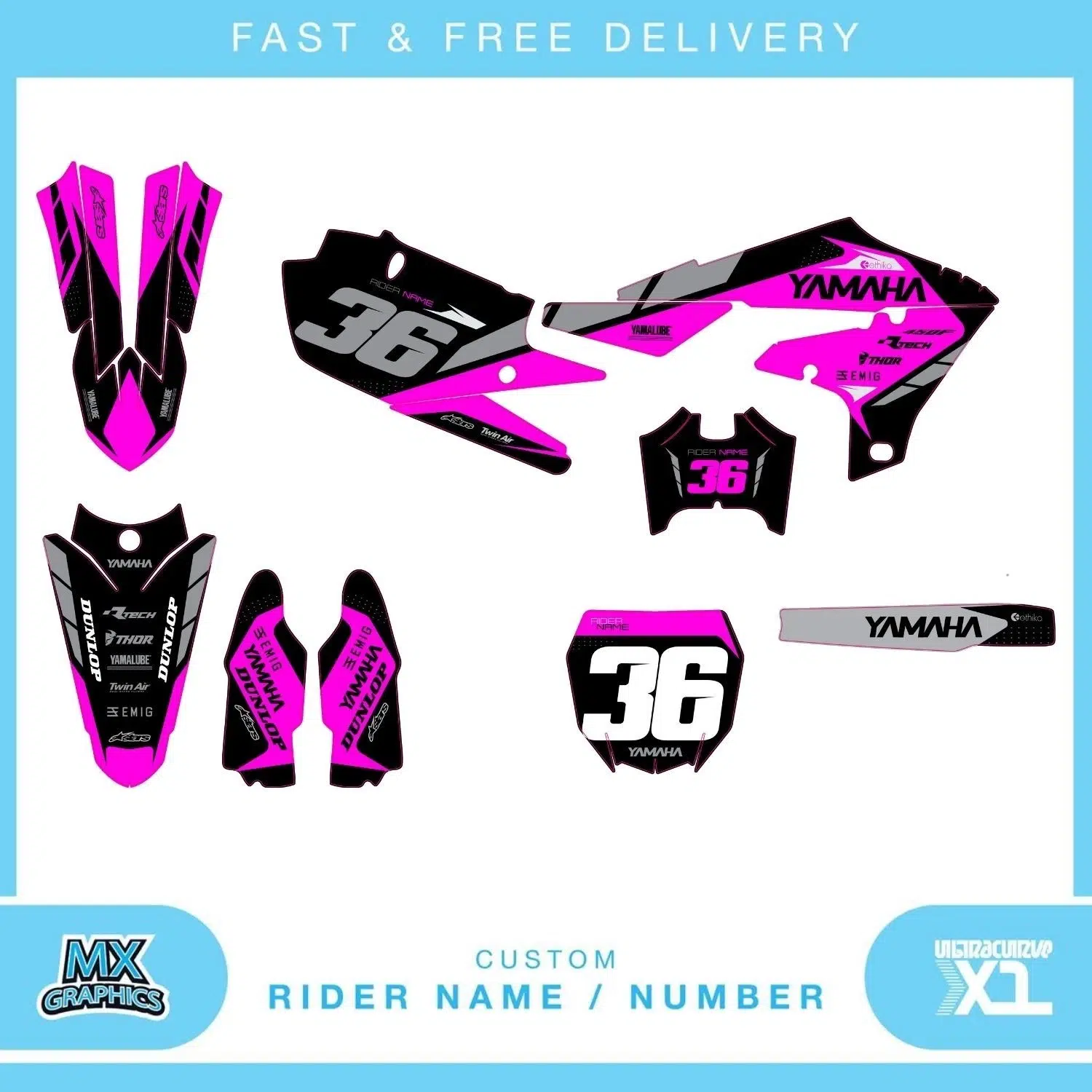 Yamaha YZ YZF 80 85 125 250 450 Graphics Kit