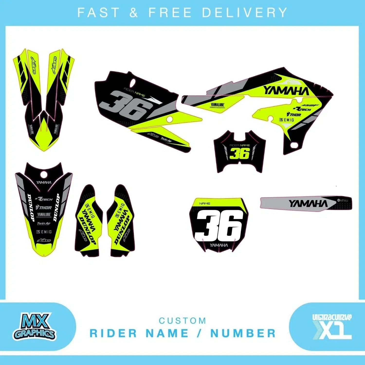 Yamaha YZ YZF 80 85 125 250 450 Graphics Kit