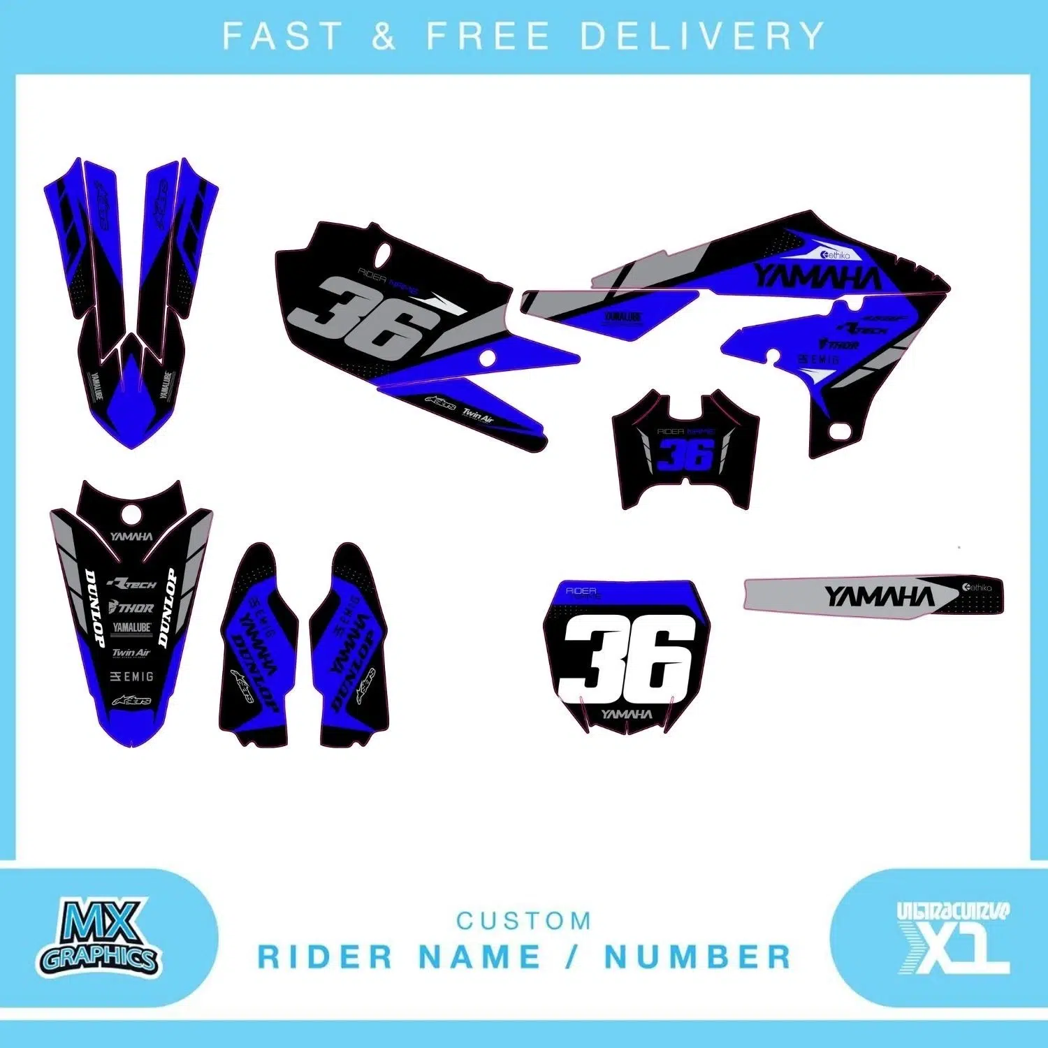 Yamaha YZ YZF 80 85 125 250 450 Graphics Kit