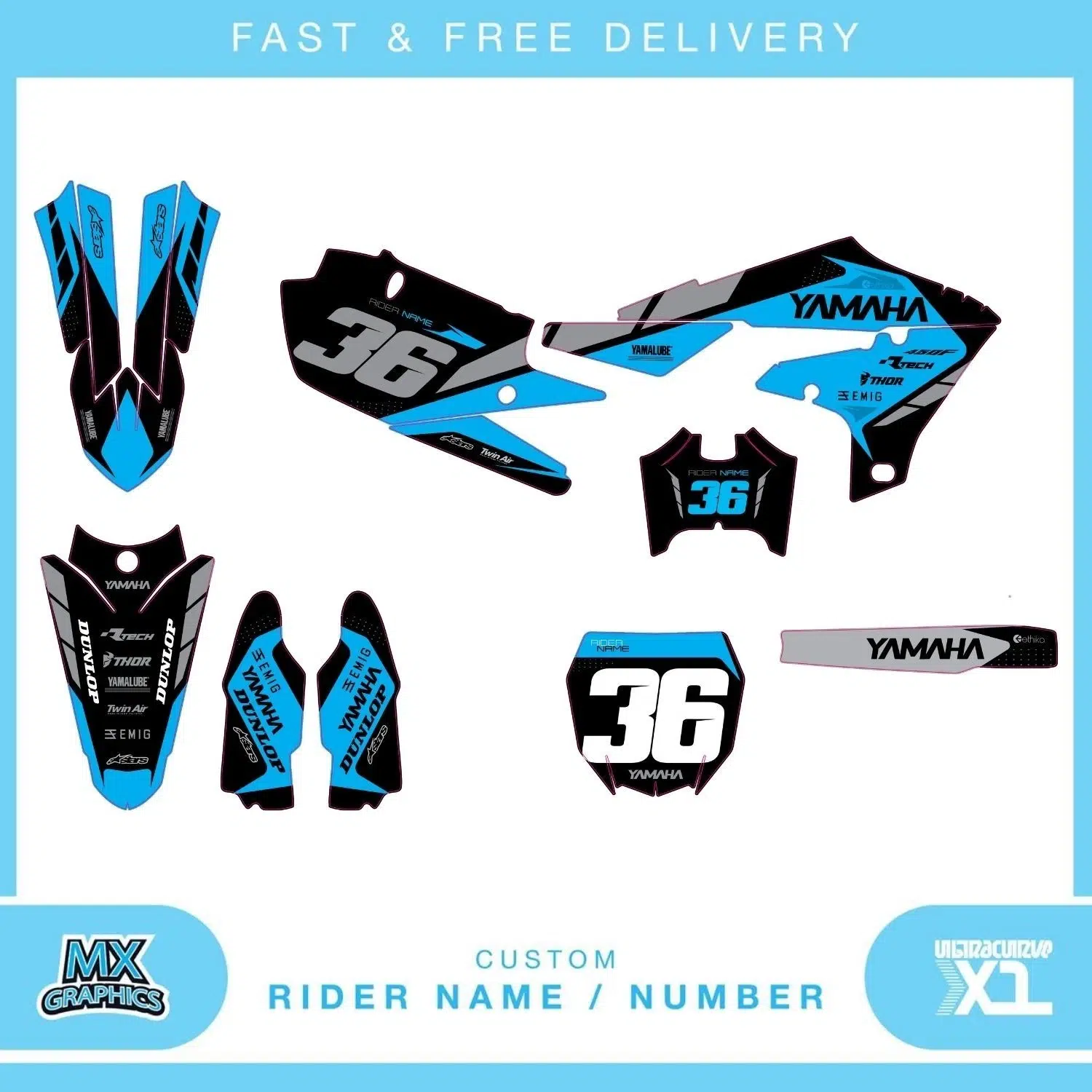 Yamaha YZ YZF 80 85 125 250 450 Graphics Kit